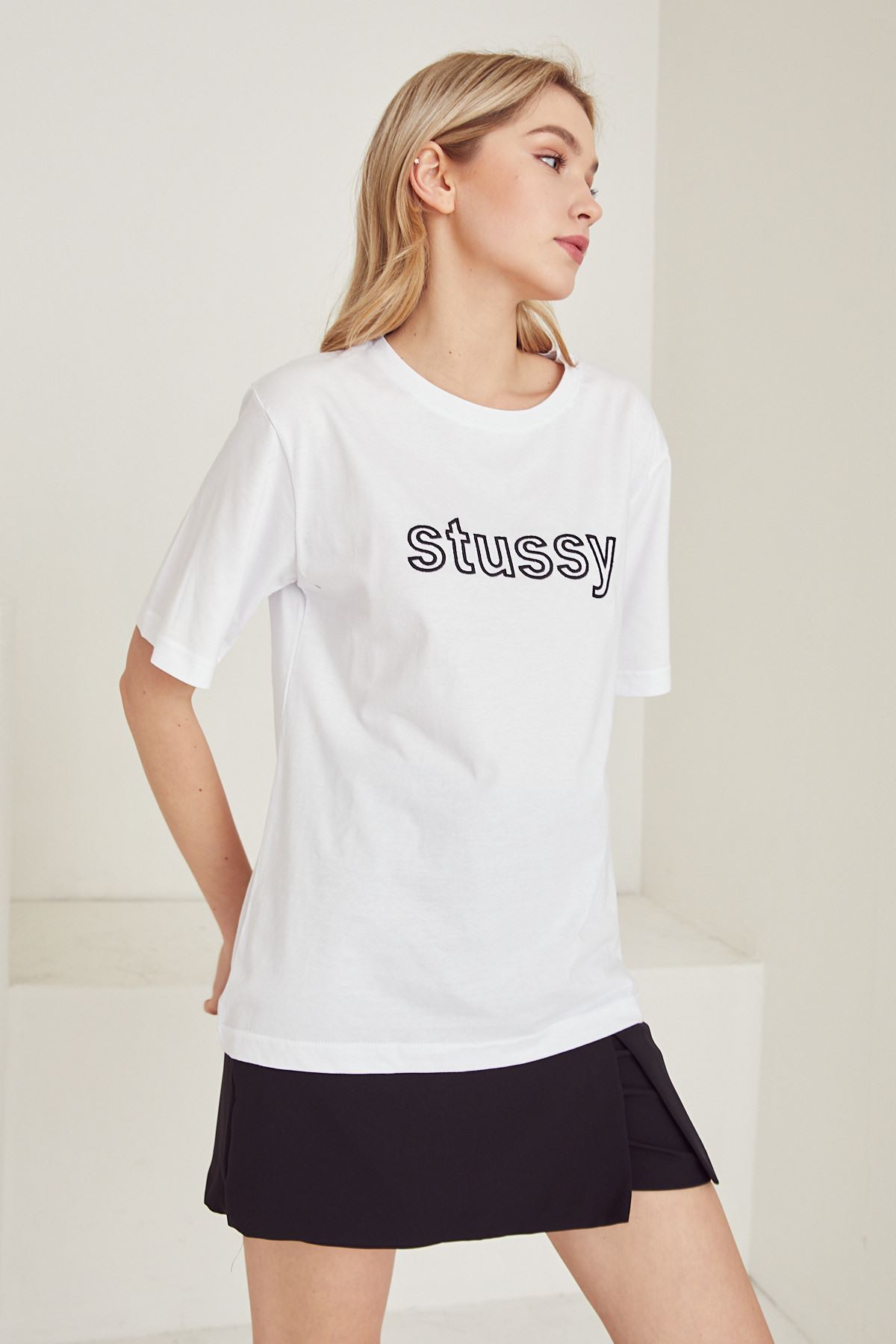Stussy Baskılı T-shirt-Siyah