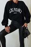 Oxford Baskılı Sweatshirt-Siyah